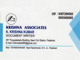 K Krishnakumar - Best Document Writers Palakkad Kerala