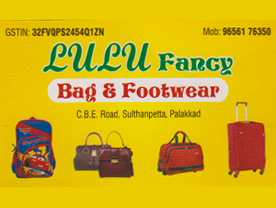 Are you searching for best Footwear Shops , Fancy Stores ,Bags , Raincoat Dealers , Umbrella Manufacturers and Wholesale  in Palakkad Kerala ?. Click here to get Lulu Fancy Bag Footwear contact address and phone numbers