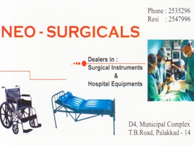 Are you searching for best Surgical Instruments Shops , Hospital Equipments Shops , Oxygen Suppliers in Palakkad Kerala ?. Click here to get Neo Surgicals contact address and phone numbers