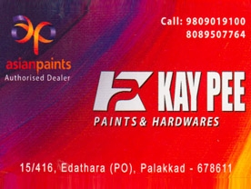 Are you searching for best Hardware Shops , Paint Dealers in Palakkad Kerala ?. Click here to get KAY PEE Paints and Harware contact address and phone numbers