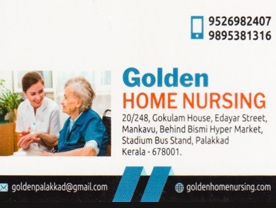 Are you searching for best Home Nursing , HRD Consultancy ,  Manpower Consultancy , Employment Consultancy in Palakkad Kerala ?. Click here to get Golden Home Nursing   contact address and phone numbers