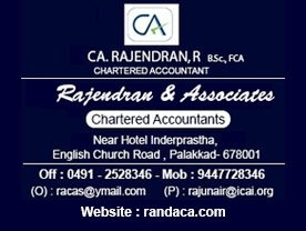 Are you searching for best Chartered Accountant in Palakkad Kerala ?. Click here to get Rajendran and Associates contact address and phone numbers