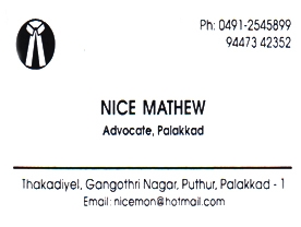 Are you searching for best Advocates in Palakkad Kerala ?. Click here to get Nice Mathew Advocates contact address and phone numbers