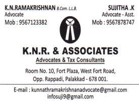 Are you searching for best Advocates,Tax Consultants in Palakkad Kerala ?. Click here to get K.N.R and Associates contact address and phone numbers