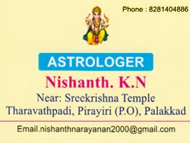 Are you searching for best Astrologers in Palakkad Kerala ?. 
Click here to get Nishanth.K.N contact address and phone numbers