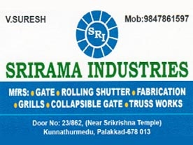 Are you searching for best Fabricators Metal Shop,Gate and Grills Works,Welding Shops,Rolling Shutter Works,Truss Works,Roofing Contractorsin Palakkad Kerala ?. Click here to get Sree Rama Industriescontact address and phone numbers