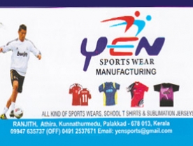 Are you searching for best Sport Goods Dealers in Palakkad Kerala ?. Click here to get Yen Sports Wear  contact address and phone numbers